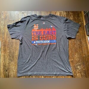 Majestic NY Mets Post Season 2015 Baseball Tee Size XL
